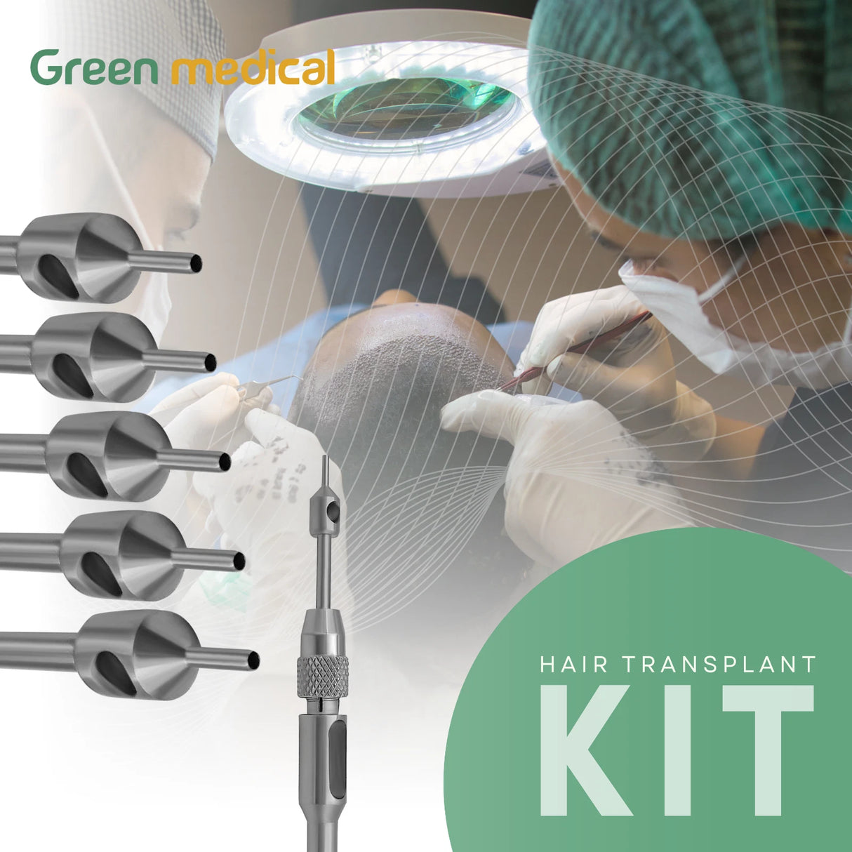 Hair Transplant FUE Hair Punch KIt Puch Sizes .6mm, .7mm, .8mm, .9mm, 1mm, 1.1mm Stainless Steel German Grade