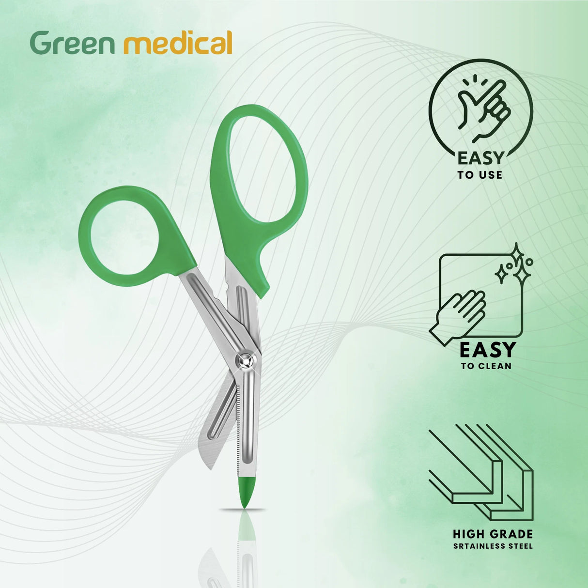 EMT Shears (Scissors) Bandage Paramedic EMS Rescue 5.50" GREEN TIP German Grade