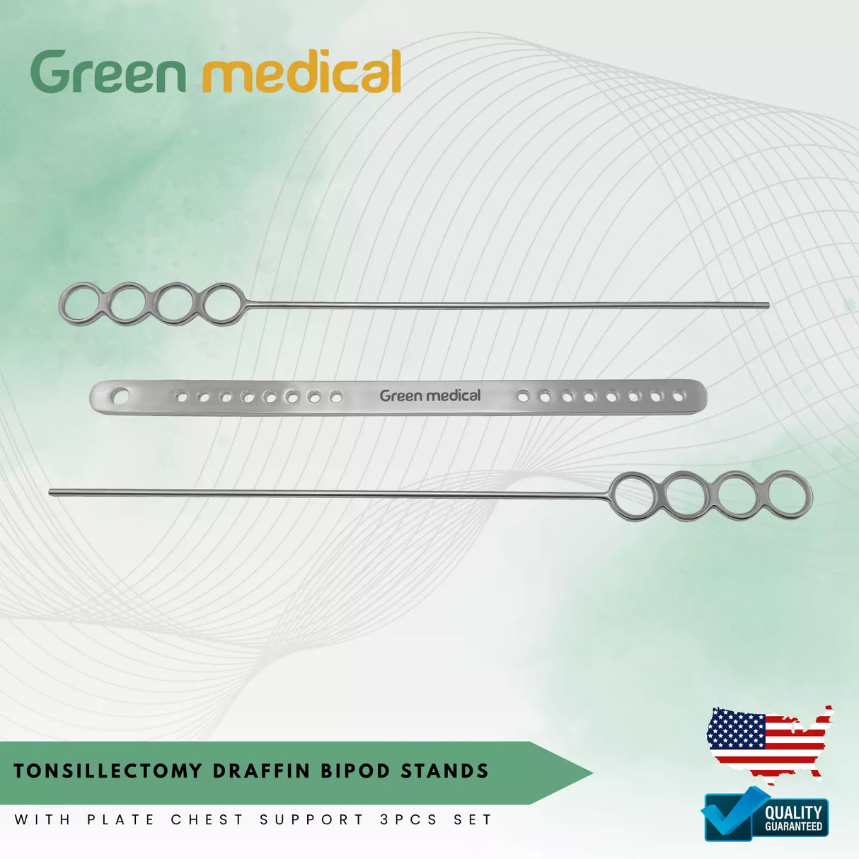 TONSILLECTOMY DRAFFIN BIPOD STANDS WITH PLATE Chest Support 3Pcs Set