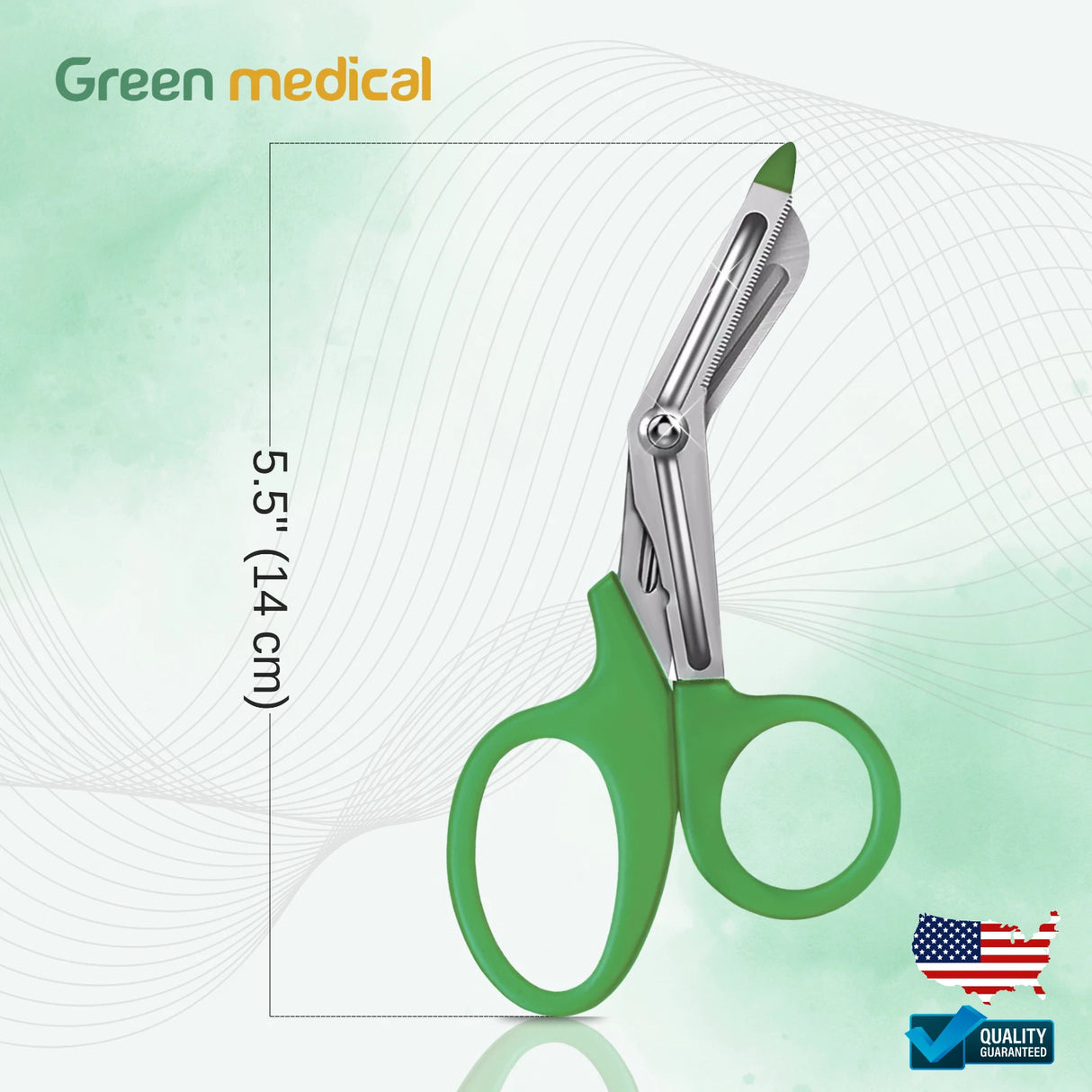 EMT Shears (Scissors) Bandage Paramedic EMS Rescue 5.50" GREEN TIP German Grade
