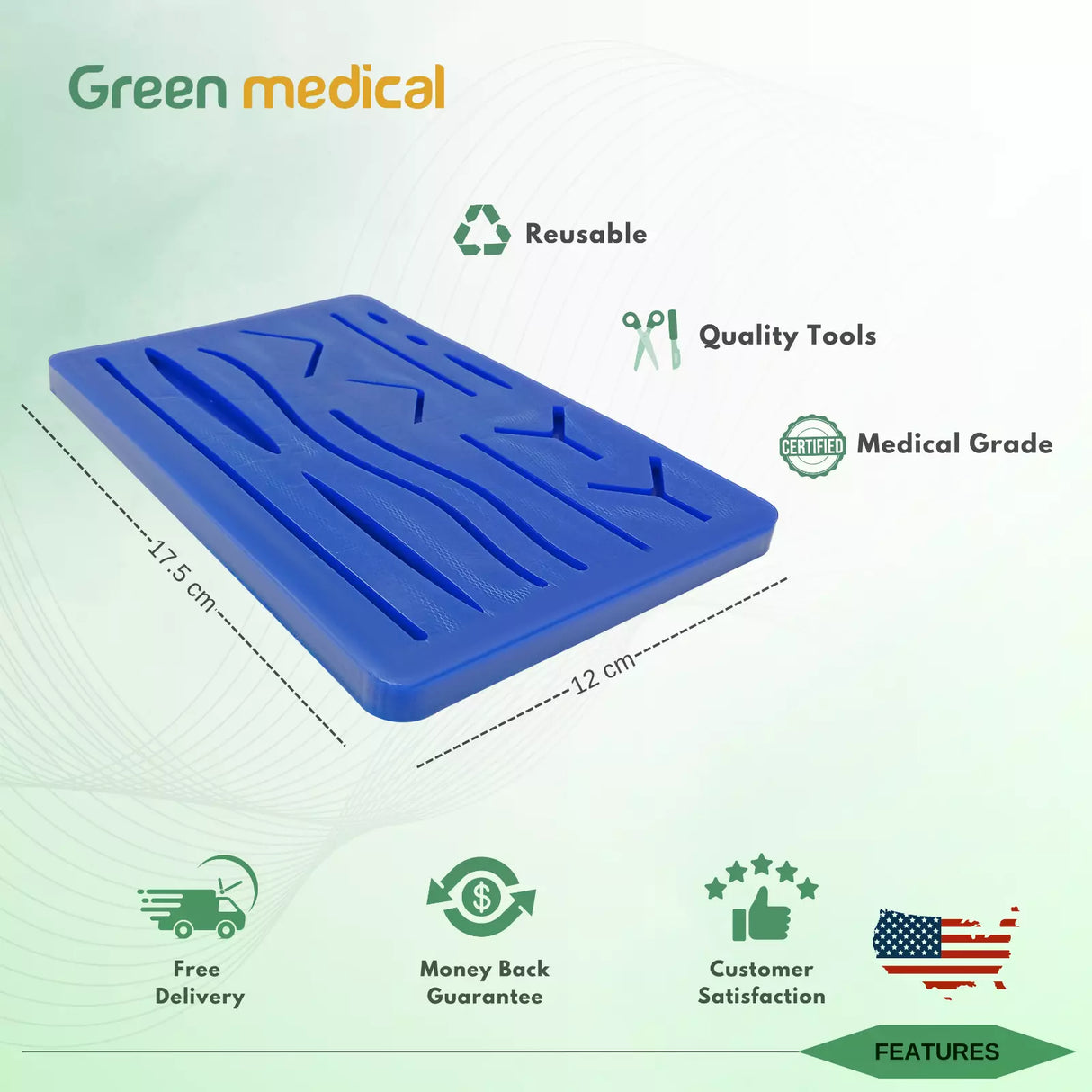 Medical Blue Skin Suture Practice Pad G4 Wound Simulated For Training Kit