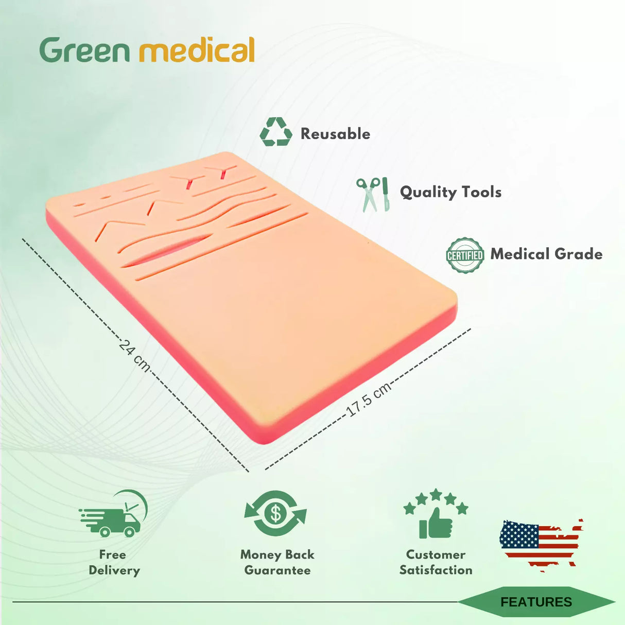 Medical Skin Suture Practice Pad Ultra G2 Wound Simulated For Training Kit