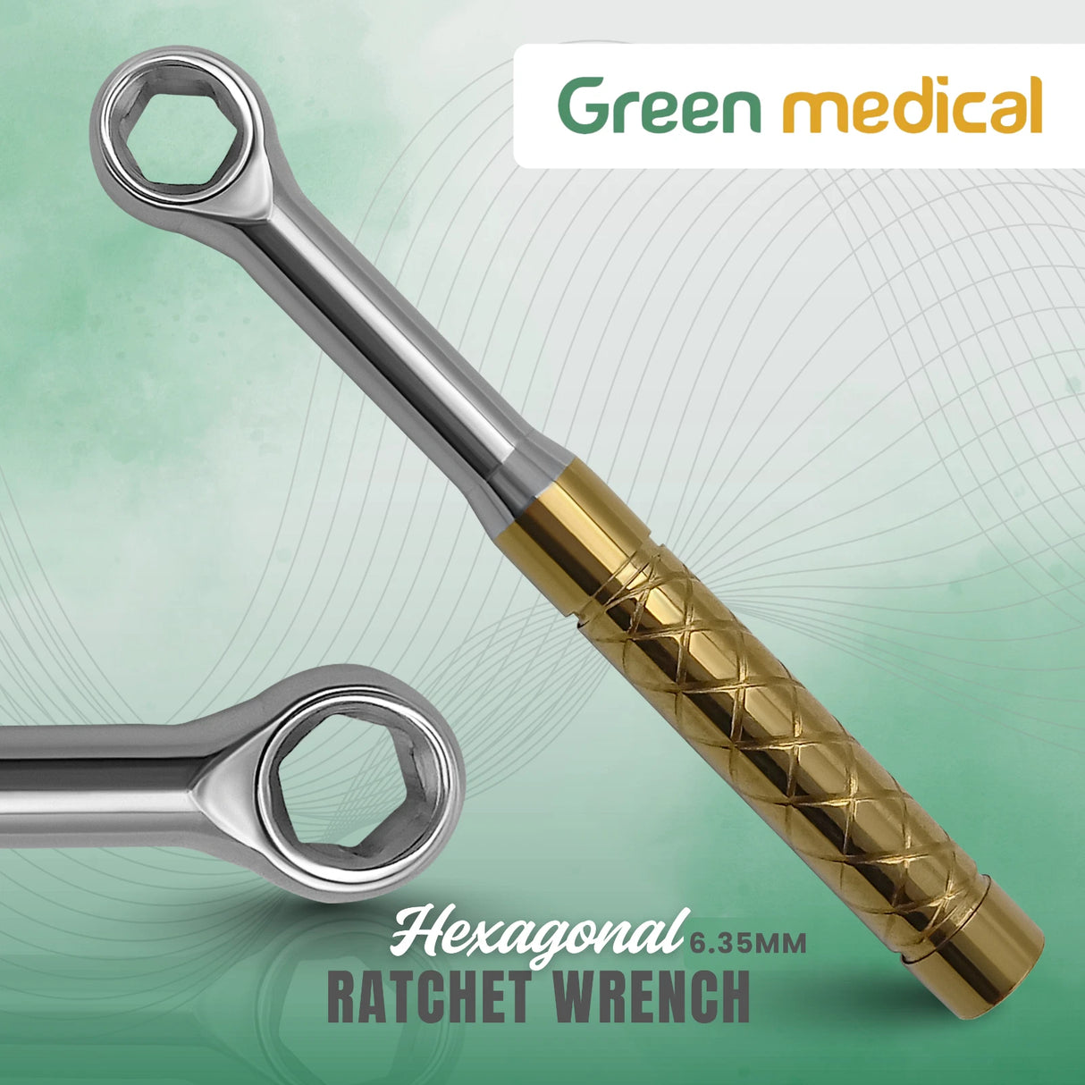 Dental Ratchet Wrench Hexagonal 6.35mm Handpiece Tool for Dental Procedures