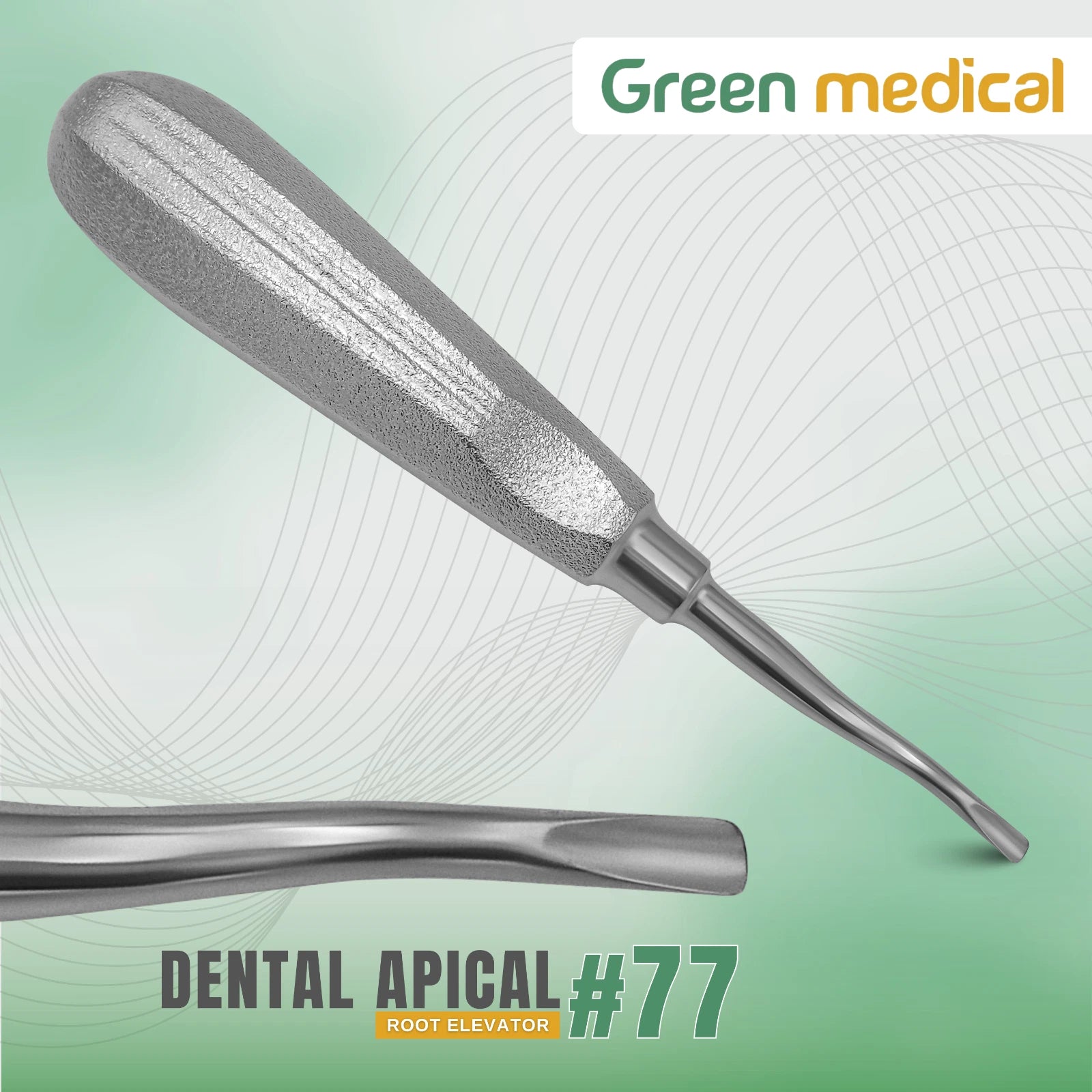 thumbnail image 2 of B-Med Instruments Apical Root Elevator 77R Serrated – Periodontal Tooth Extraction Tool (Germany Steel) 2 of 2