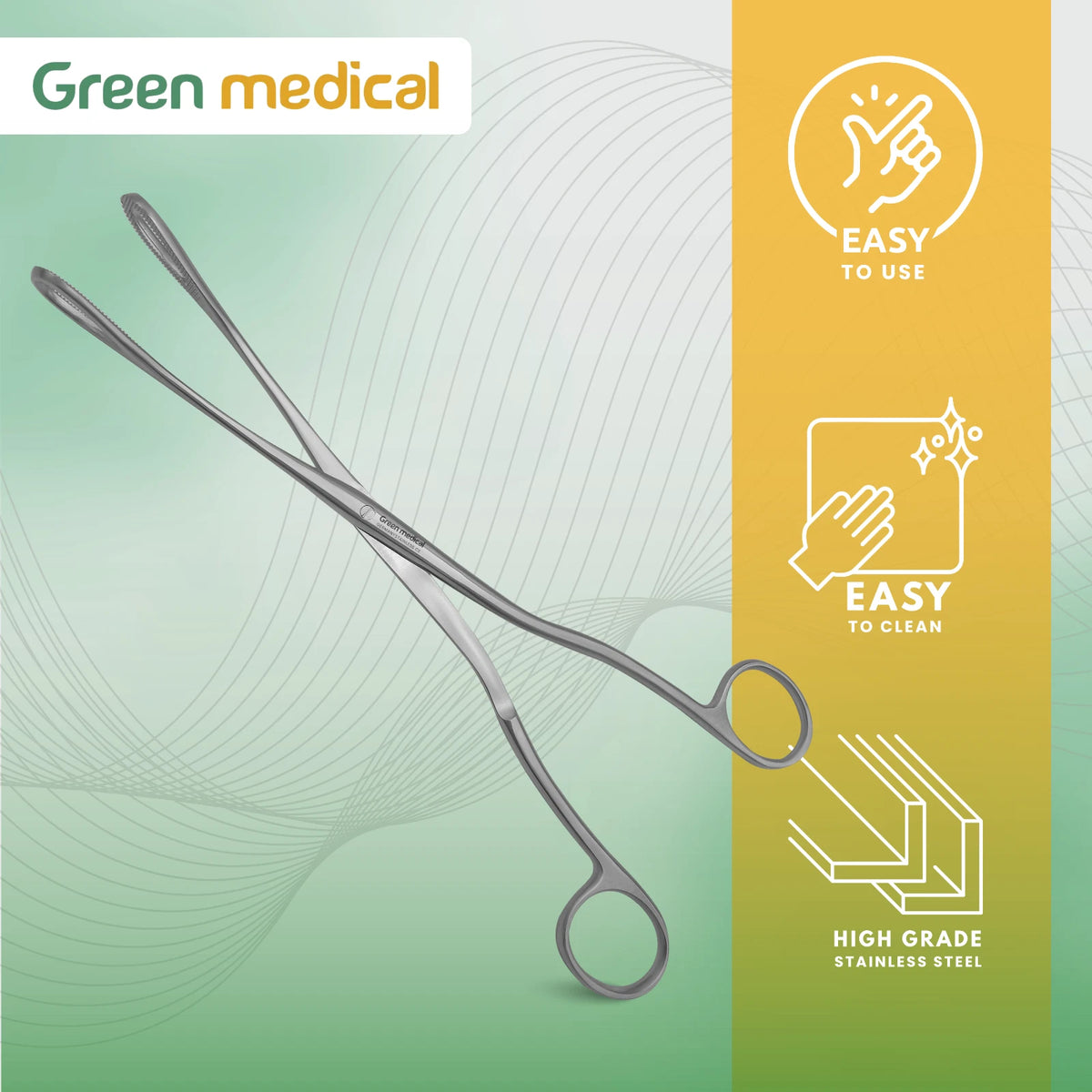 Sponge Forceps 9.5" Curved Serrated Jaws Surgical Gynecology Inst German Grade