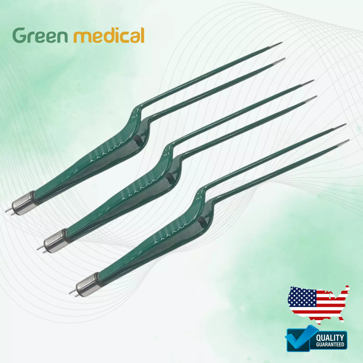 SET OF 3 Non-Stick Bipolar Forceps Us Connector 2 pin, 22cm TIP 0.5mm,1MM,1.5MM