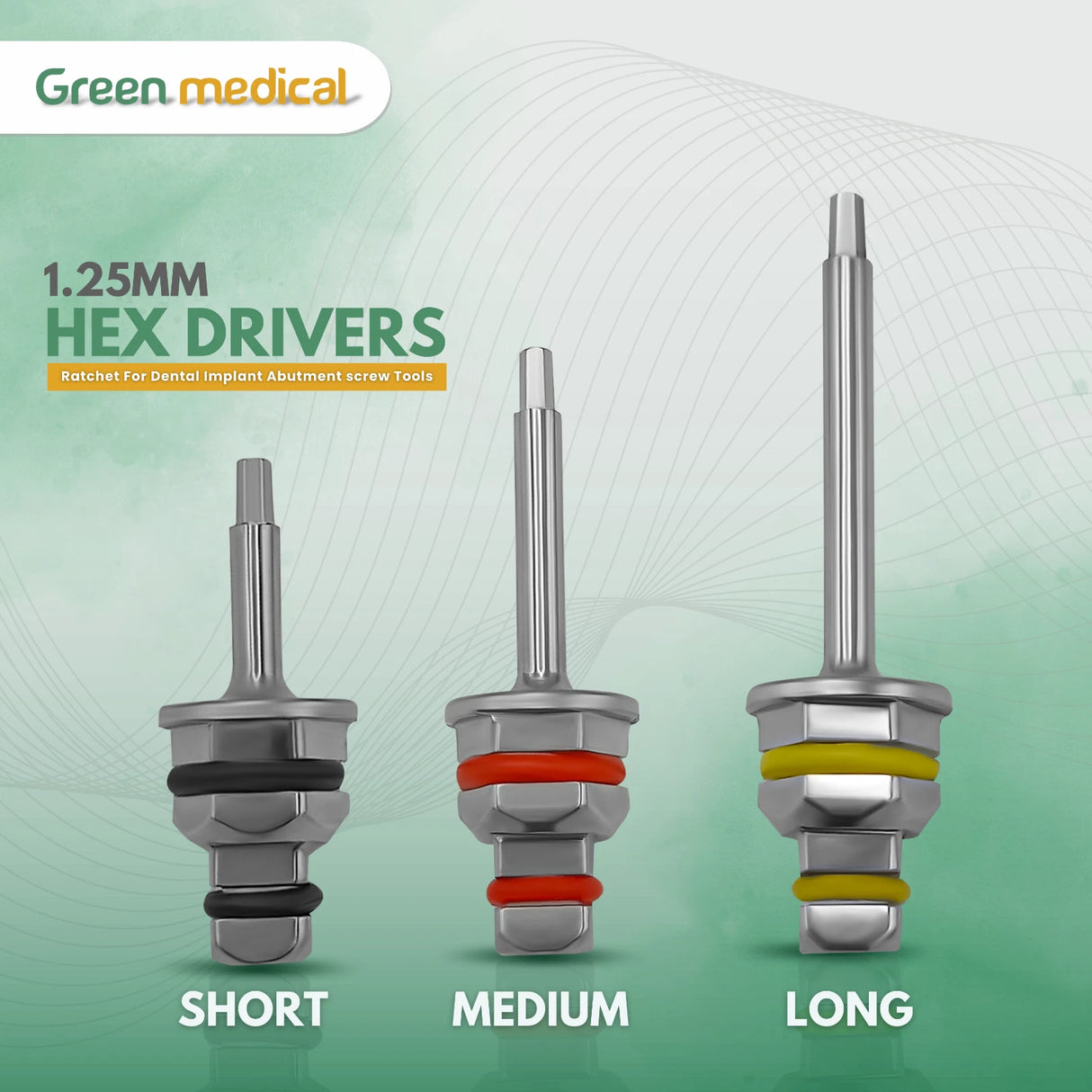 3 Pc Hex Driver 1.25mm Ratchet For Dental Implant Abutment screw Tools