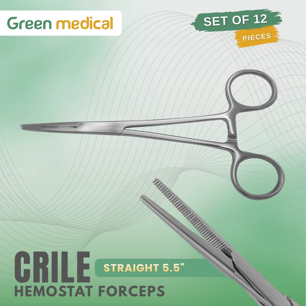 12 Pcs Crile Hemostat Forceps 5.5" Straight – Stainless Steel German Grade Surgical Instruments