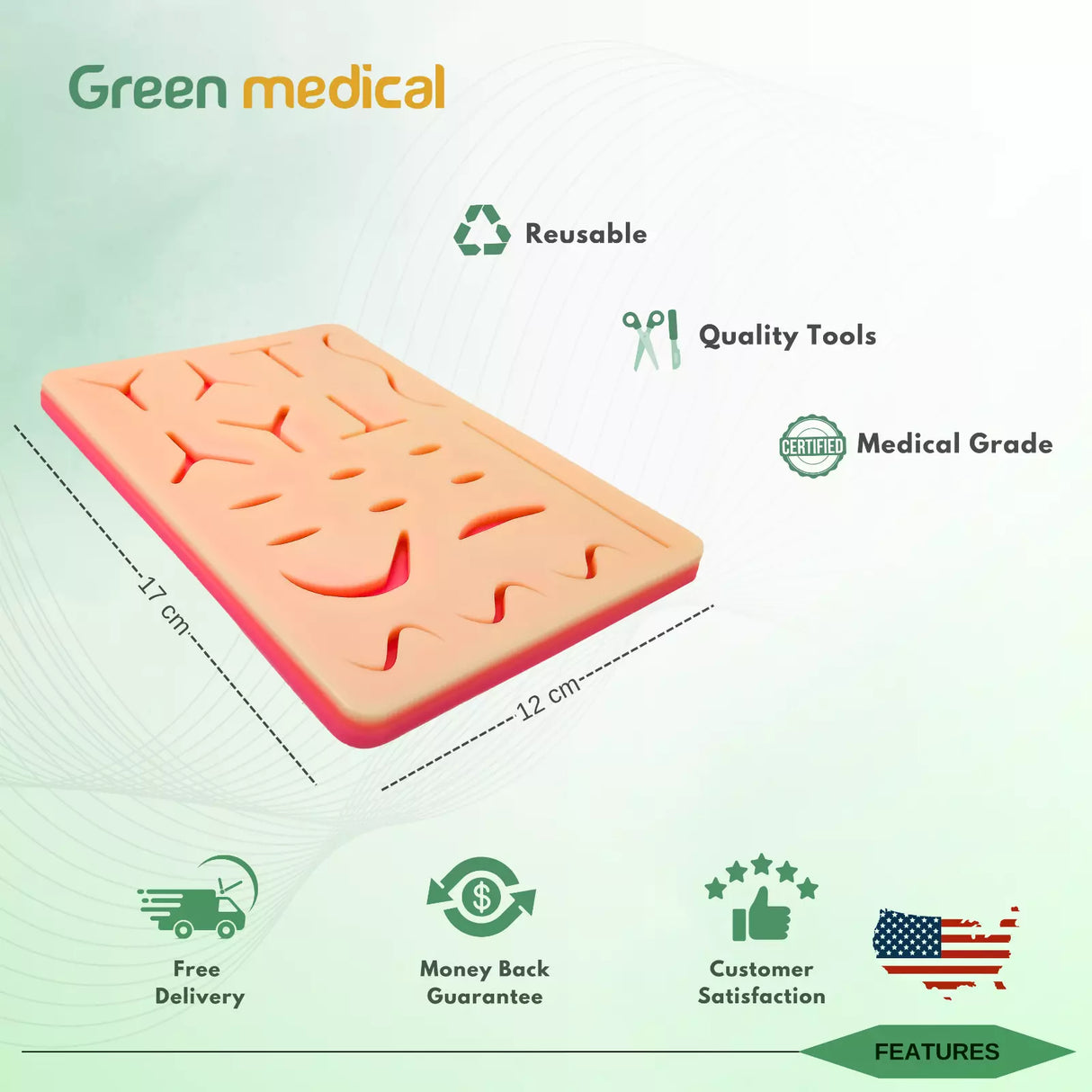 T BONE Skin Suture Practice Pad G17 For The Medical Students