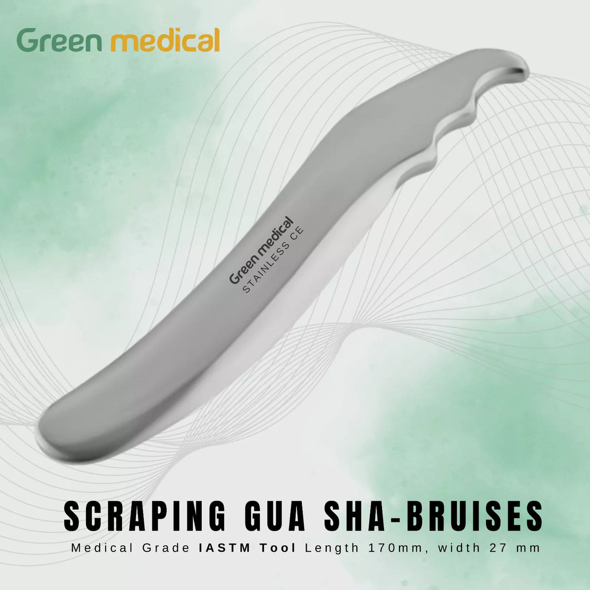 Scraping Gua Sha-Bruises Medical Grade Stainless Steel Length 170mm, width 27 mm
