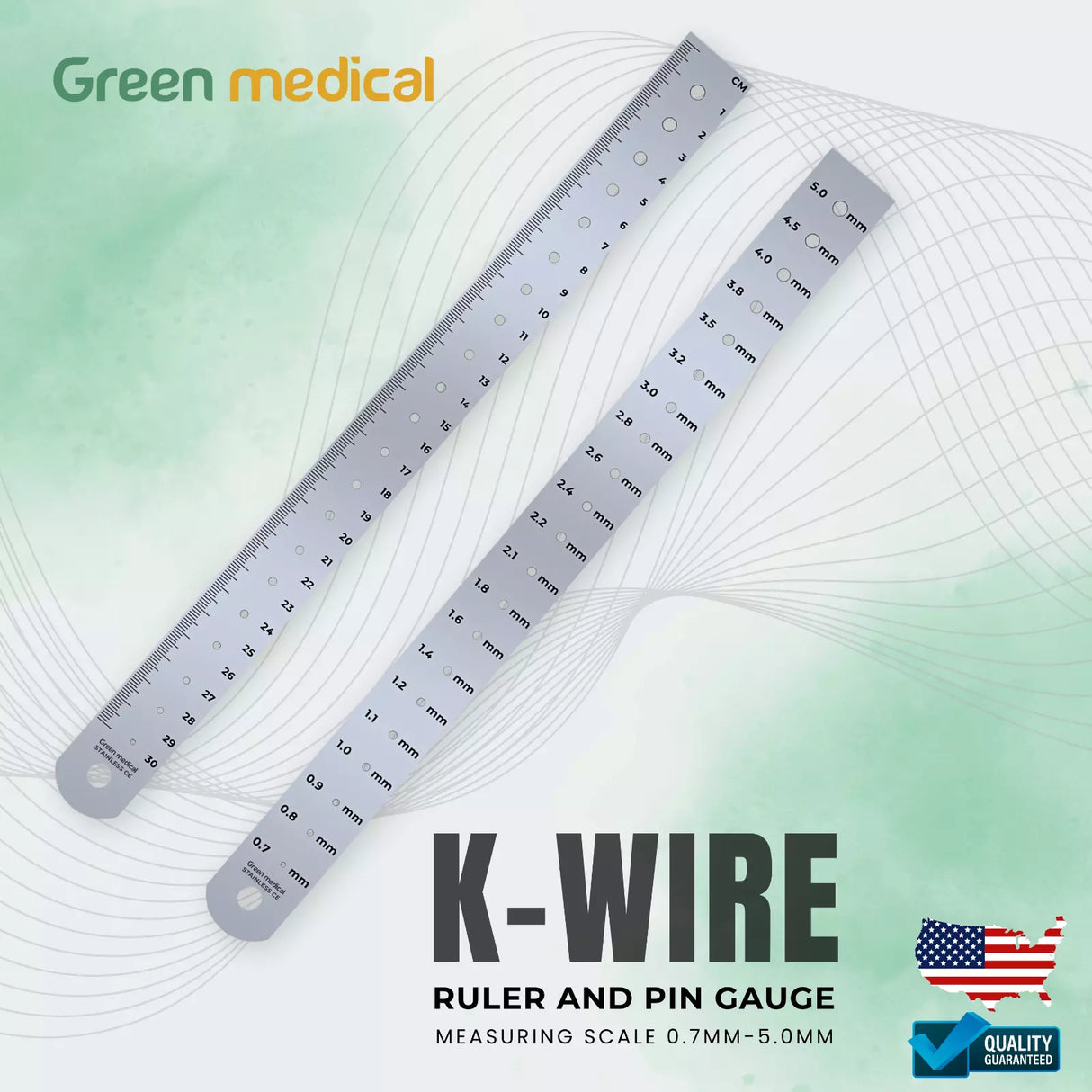 Measuring Gauge Scale for K-Wire, Drill Bit, Screw, Steinman Pin Orthopedic