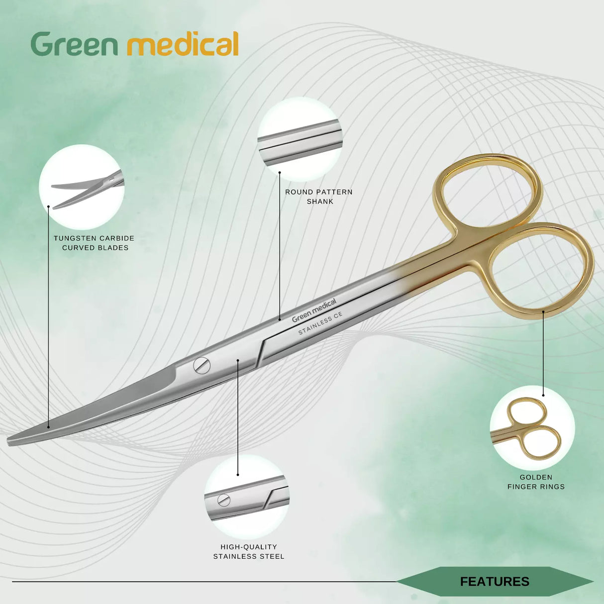 T/C Mayo Dissecting Scissors Curved 6.75" Stainless Steel German Grade