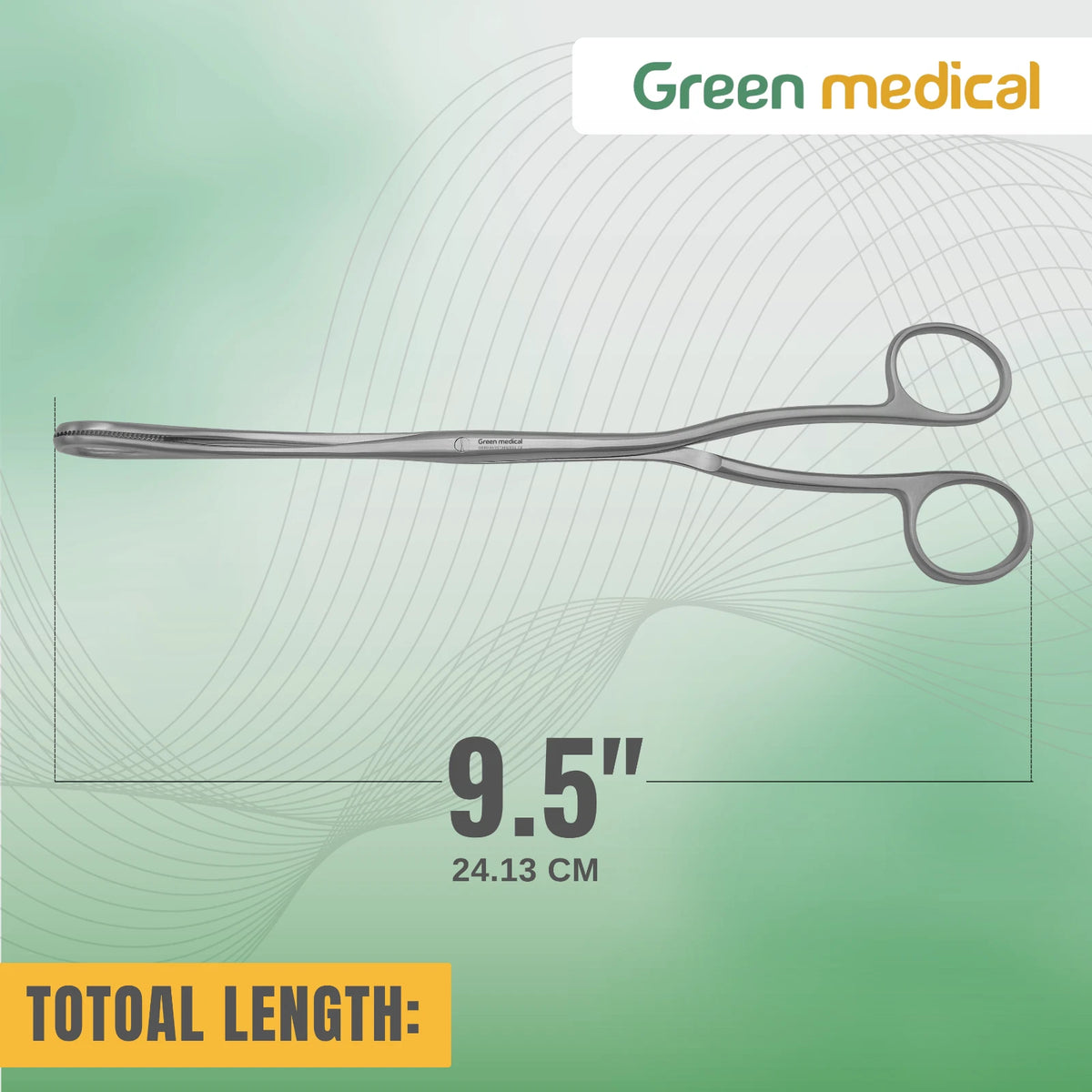 Sponge Forceps 9.5" Curved Serrated Jaws Surgical Gynecology Inst German Grade