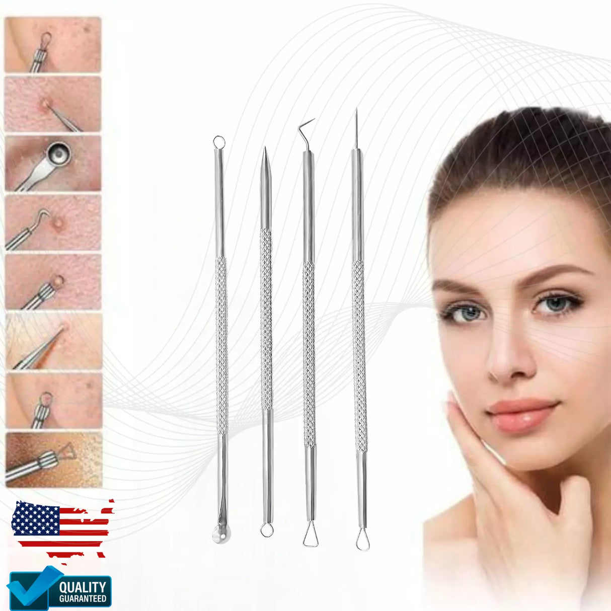 Pimple Popper Blackhead Remover Tool Kit Comedone Acne Spot Zit Extractor Tools