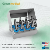 8 Pcs Dental Long Terphine Kit set Surgical Surgery With Box Holder