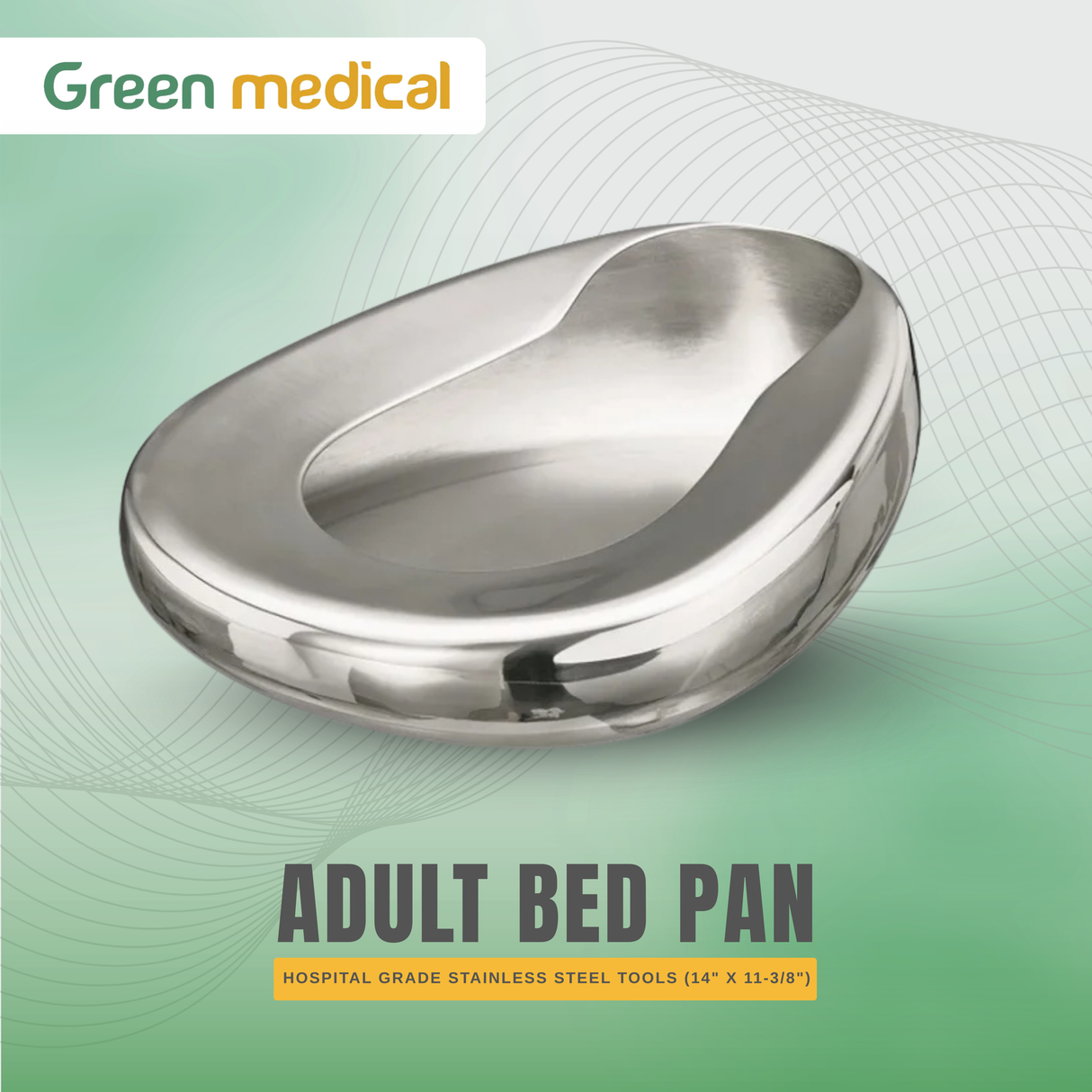 Adult Bed Pan – Hospital Grade Stainless Steel, Reusable Medical Bedpan (14" x 11-3/8")