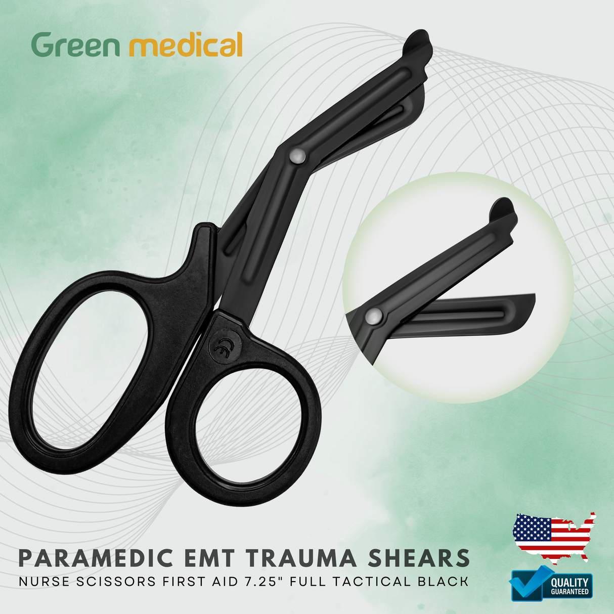 Paramedic EMT Trauma Shears Nurse Scissors First Aid 7.25" Full Tactical Black