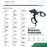 Reusable Monopolar Endoscopic Electrosurgical Instruments – German Stainless Steel