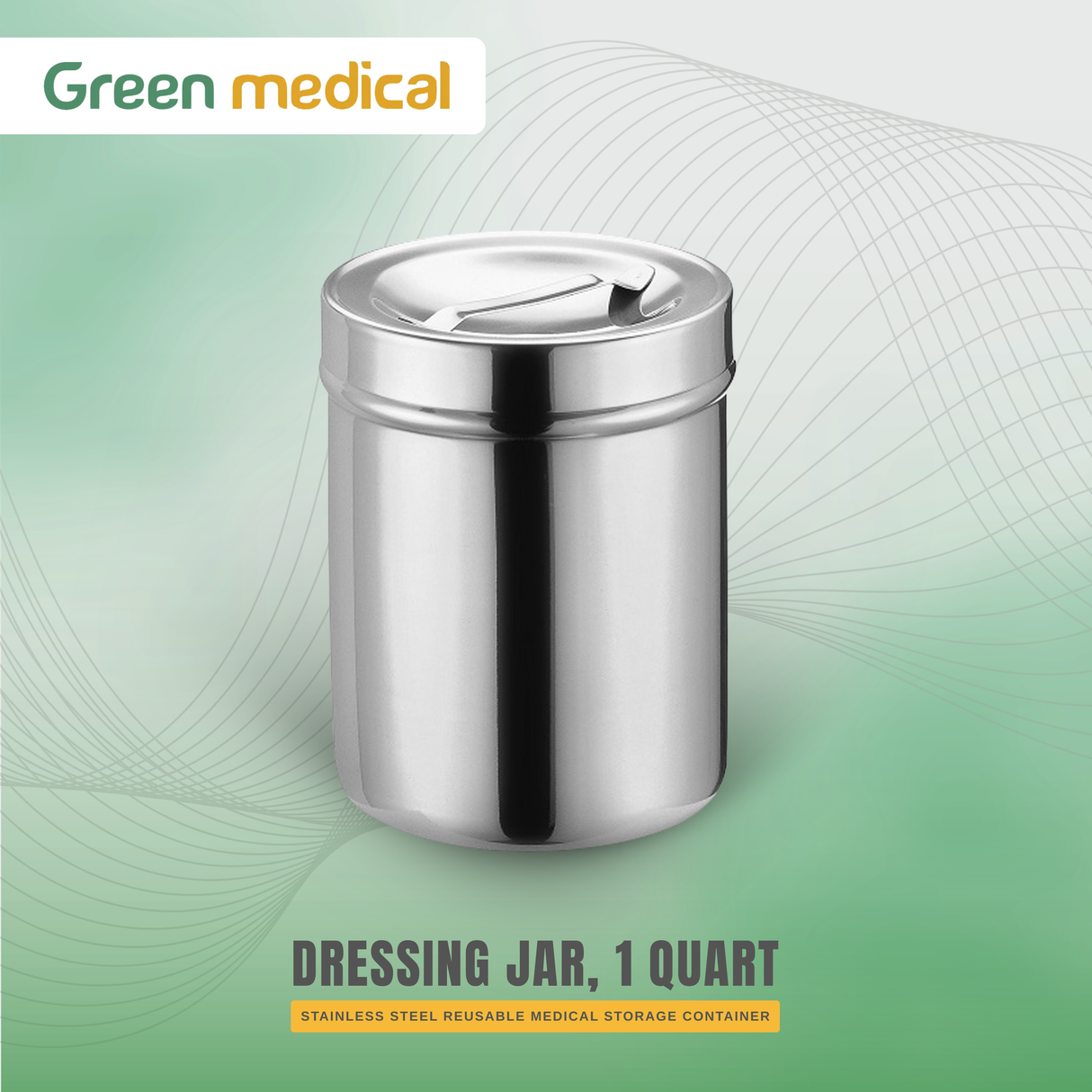Stainless Steel Dressing Jar – 1 Quart Reusable Medical Storage Container