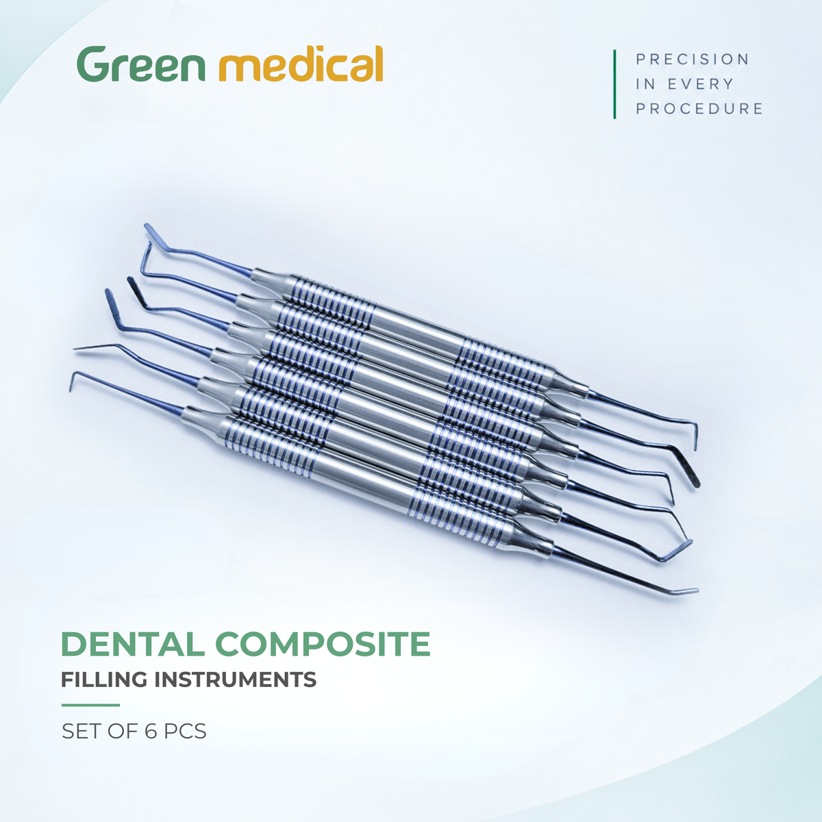 Dental Composite Filling Instruments Set of 6 Pcs Restorative Dentistry Tools