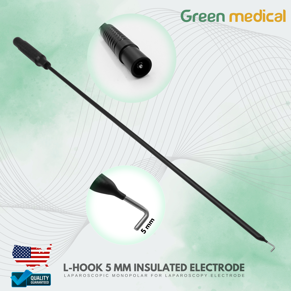 L-Hook 5 mm Insulated Electrode laparoscopic monopolar for laparoscopy electrode