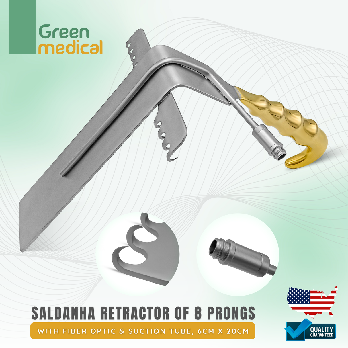 Abdominal Saldanha Retractor 8 Prong With Fiber Optic Plastic Surgery Instrument