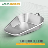 Stainless Steel Fractured Bed Pan – Hospital Grade Reusable Patient Care Pan (11-7/8" x 9-1/2" x 2-7/8")