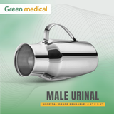 Stainless Steel Male Urinal – Durable 4.5" x 9.5" Hospital-Grade Medical Ware