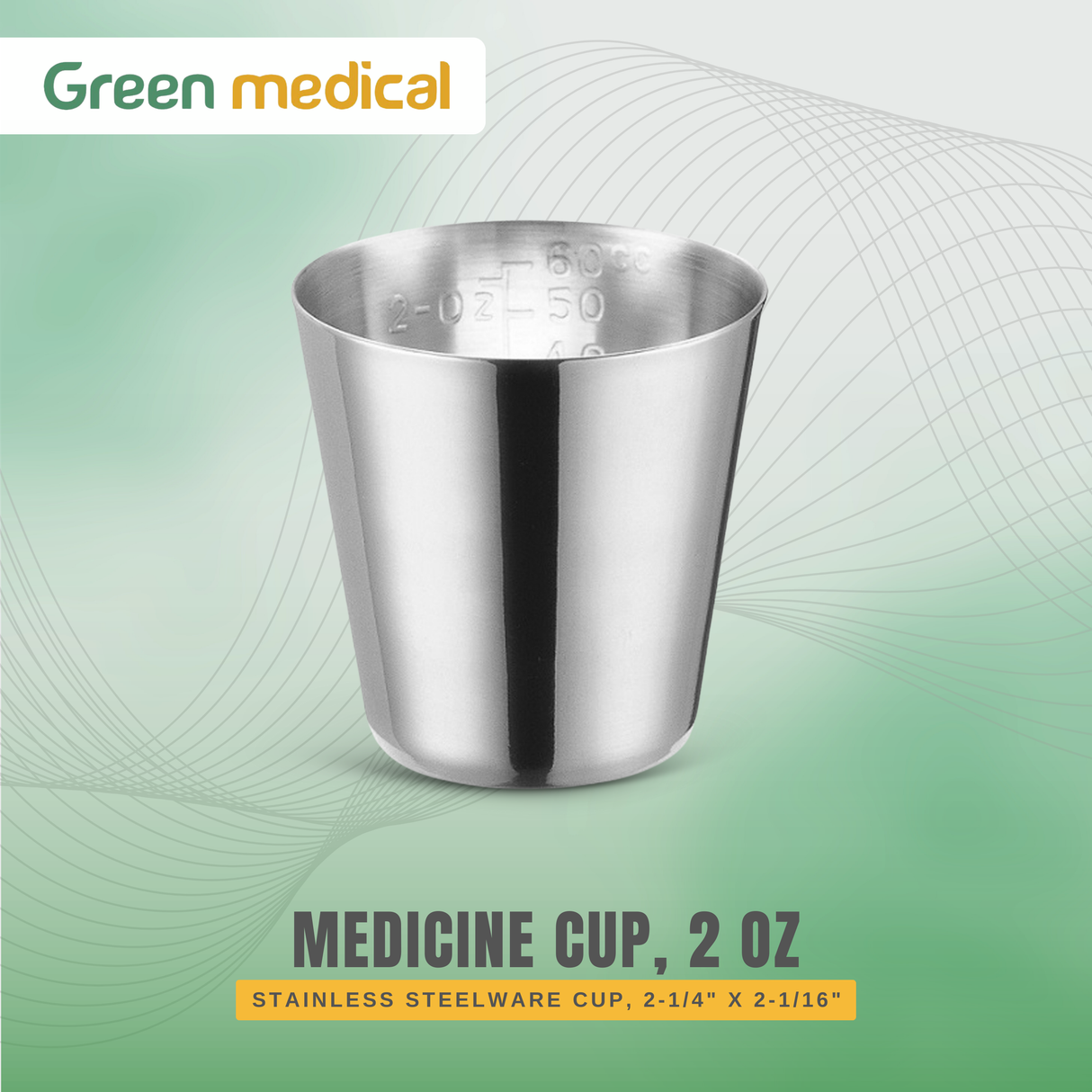 Stainless Steel Medicine Cup, 2 oz – Durable Reusable Medical & Dental Cup (2-1/4" x 2-1/16")