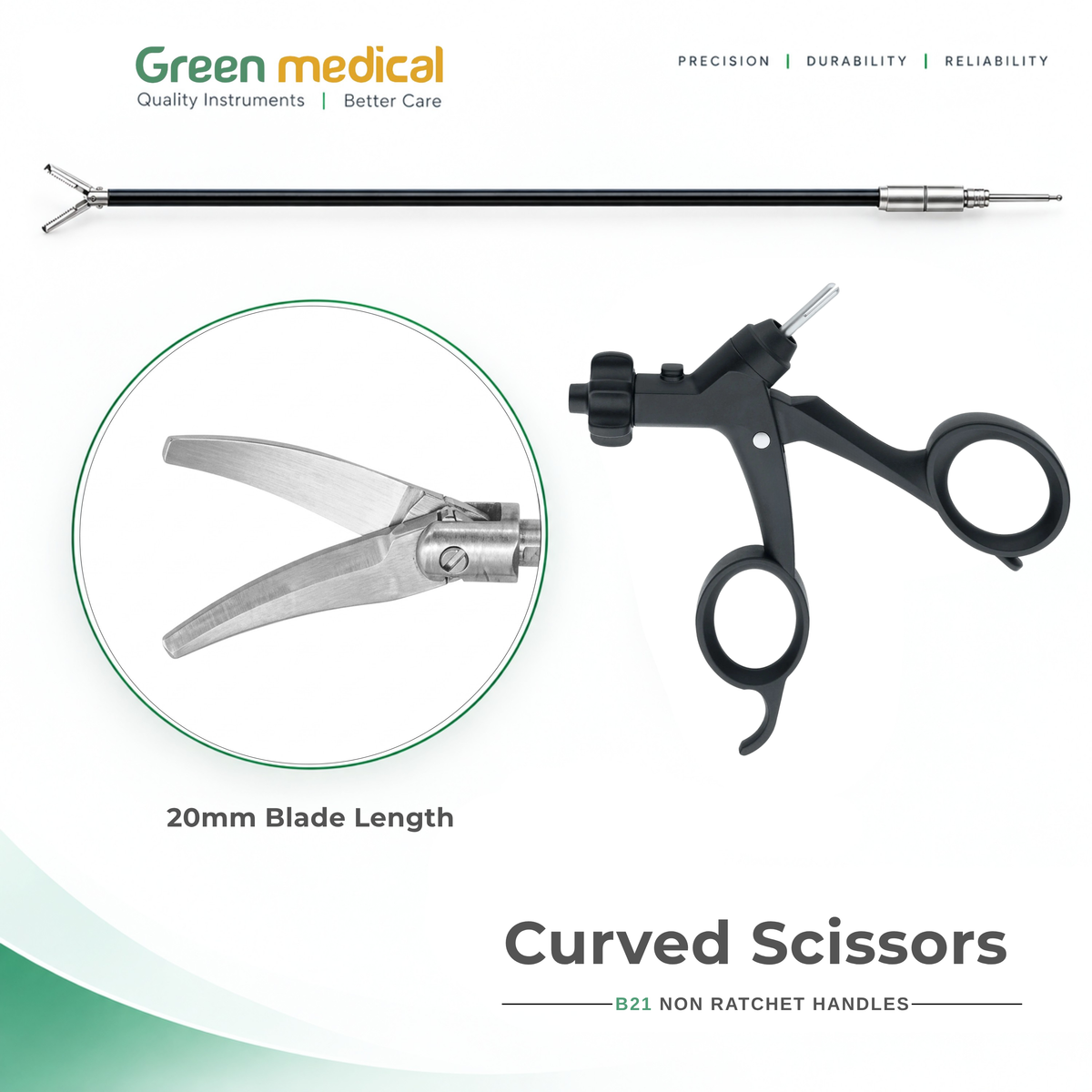 Reusable Monopolar Endoscopic Electrosurgical Instruments With B21 Non Ratchet Handle – German Stainless Steel