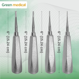 4 Pcs Dental Luxating Elevators Set – Straight Apical Root Tip Extracting Instruments with Non-Slip Handle