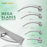Fiberoptic Laryngoscope Mac. Mega Blades EMT Anesthesia Intubation German Grade