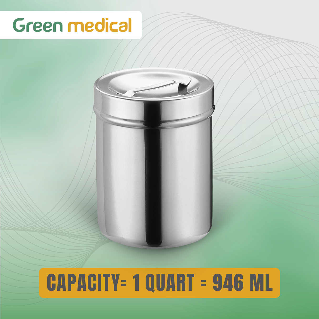 Stainless Steel Dressing Jar – 1 Quart Reusable Medical Storage Container