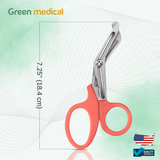 Paramedic EMT EMS Trauma Shear Nurse Scissor First Aid 7.25" Orange German Grade