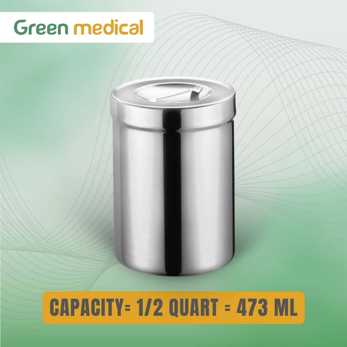 Stainless Steel Dressing Jar – 1/2 Quart Reusable Medical Storage Container