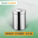 Stainless Steel Dressing Jar – 1/2 Quart Reusable Medical Storage Container