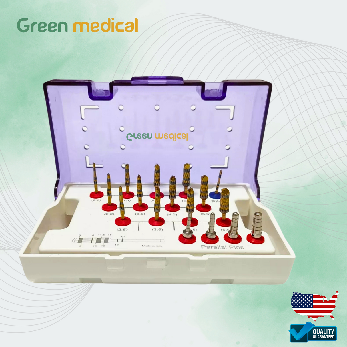 13 PCS Gold Titanium Dental Implant Drill Kit + 4 Parallel Pins – Precision Surgical Tools for Implants