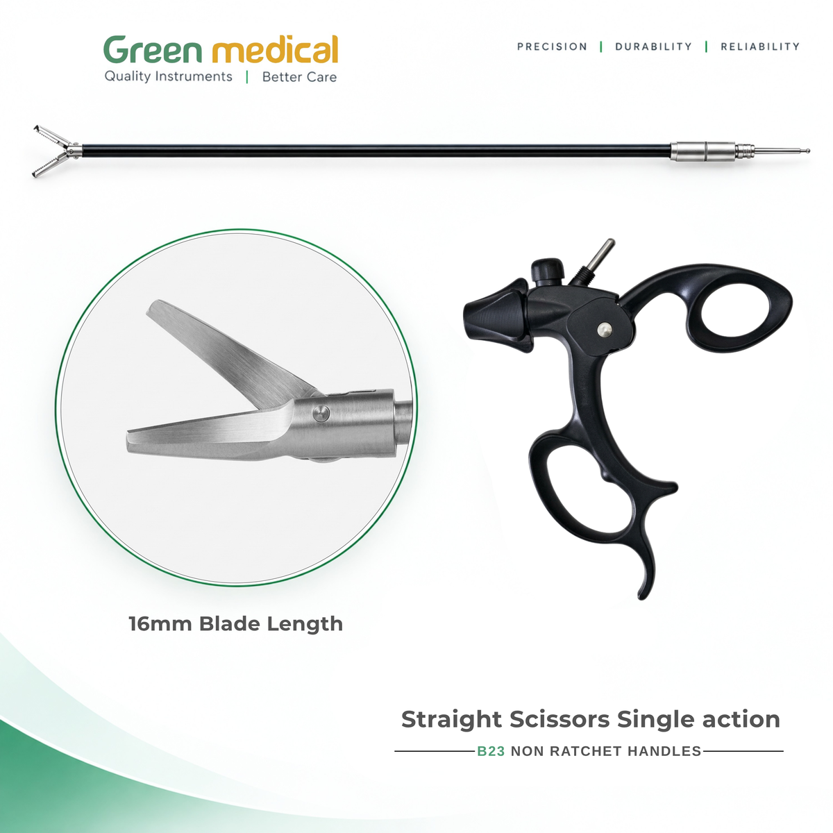 Reusable Monopolar Endoscopic Electrosurgical Instruments With B23 Non Ratchet Handle – German Stainless Steel