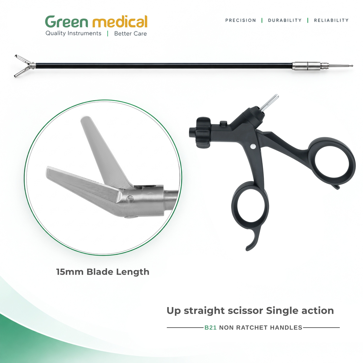 Reusable Monopolar Endoscopic Electrosurgical Instruments With B21 Non Ratchet Handle – German Stainless Steel