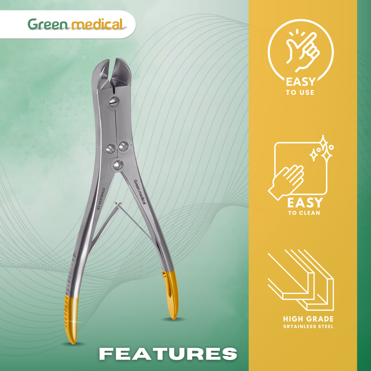 T/C Pin and Wire Cutter Double Action 7" Angled Stainless Steel German Grade
