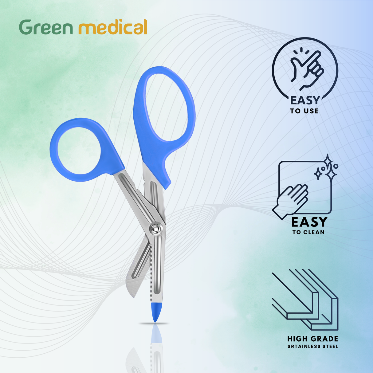 EMT Shears (Scissors) Bandage Paramedic EMS Rescue 5.50" ROYAL BLUE TIP German Grade