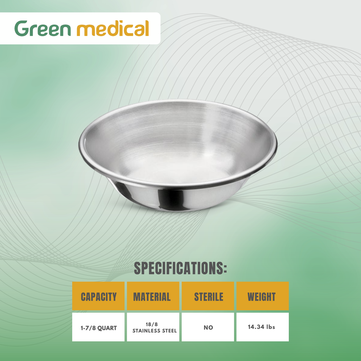 Stainless Steel Wash Basin – 1-7/8 Quart Medical & Surgical Utility Bowl