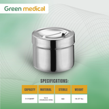 Dressing Jar, 2‑1/4 qt – Stainless Steel Reusable Medical Storage Container