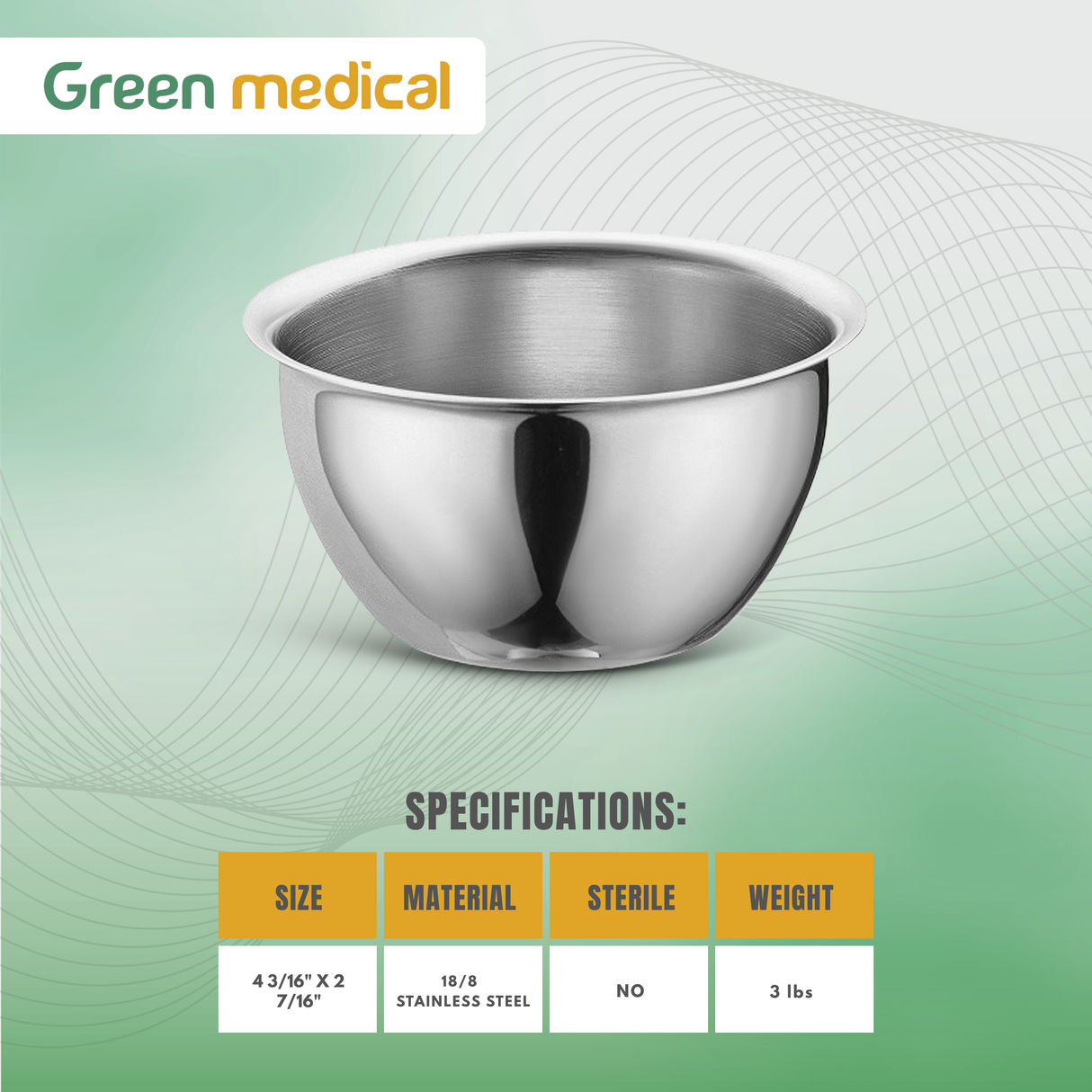 Stainless Steel Iodine Cup, 14 oz – Medical Surgical Grade Bowl 4-3/16" x 2-7/16"