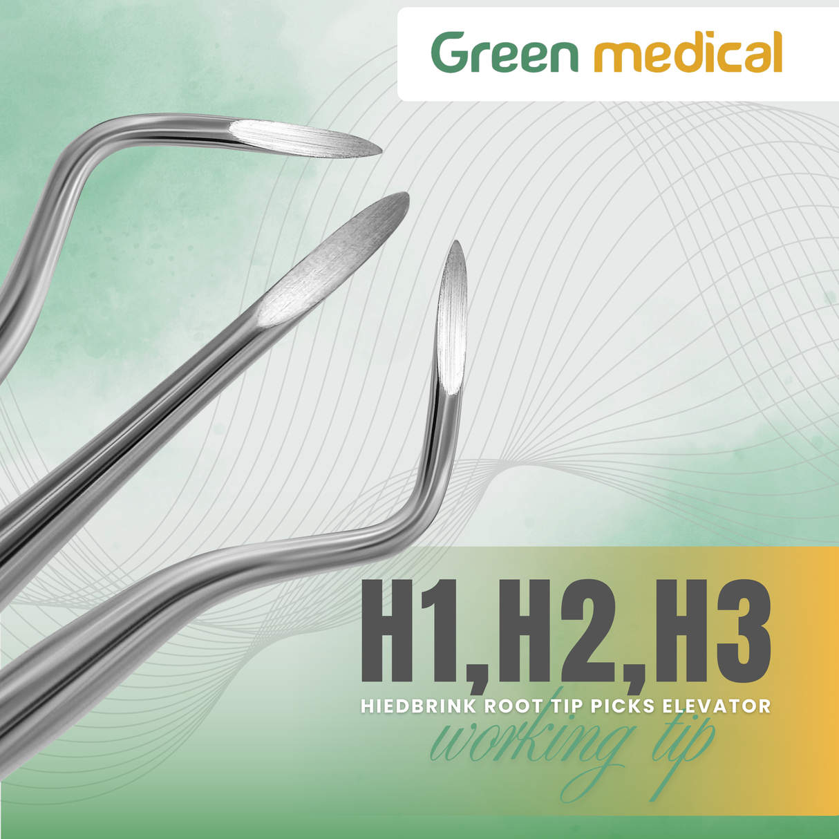 Dental Heidbrink Apex Root Tip Pick Elevators With Non-Slip Octagonal Handle