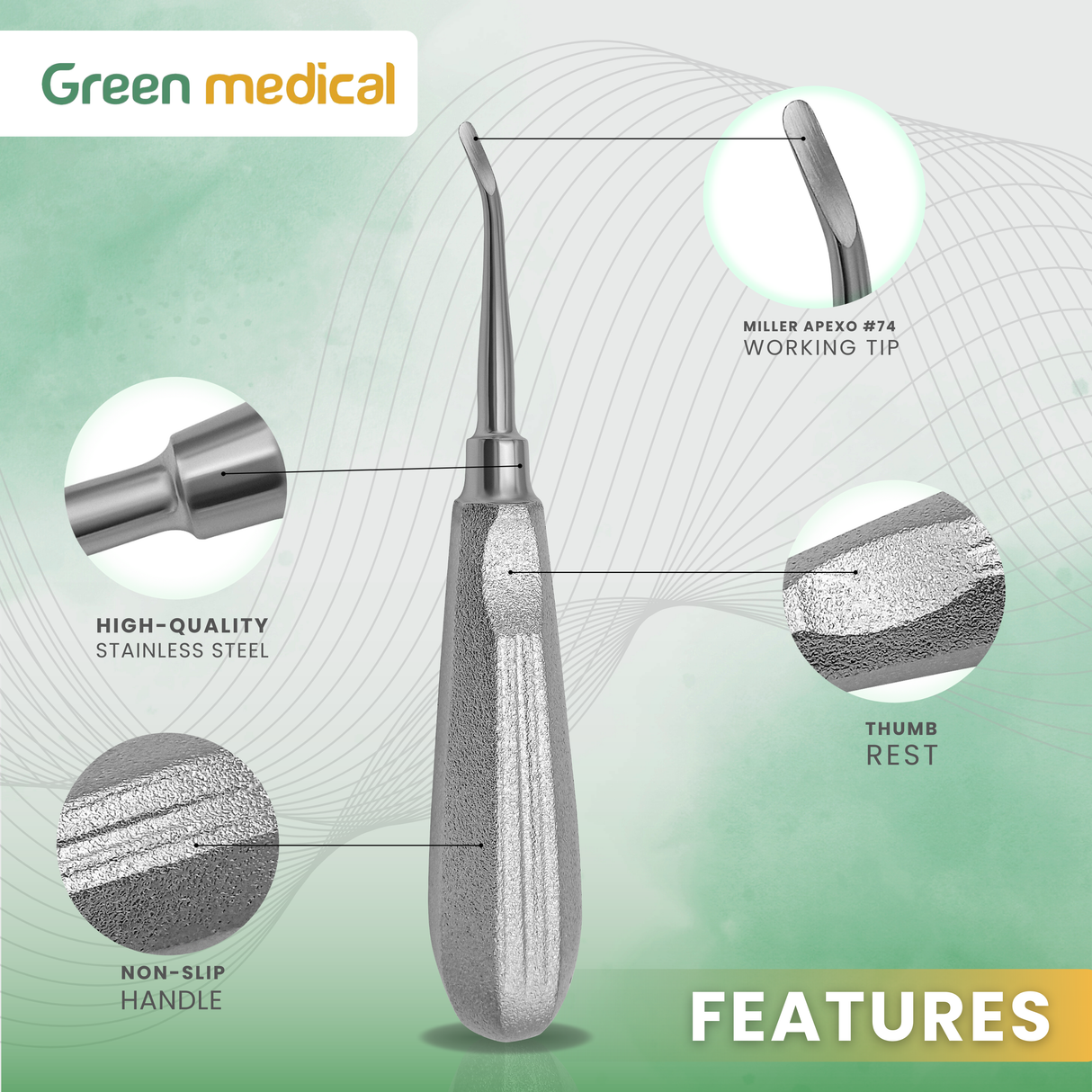 Dental Miller Apexo Root Elevator #74 – Premium German Stainless Steel Tooth Extraction Surgical Instrument