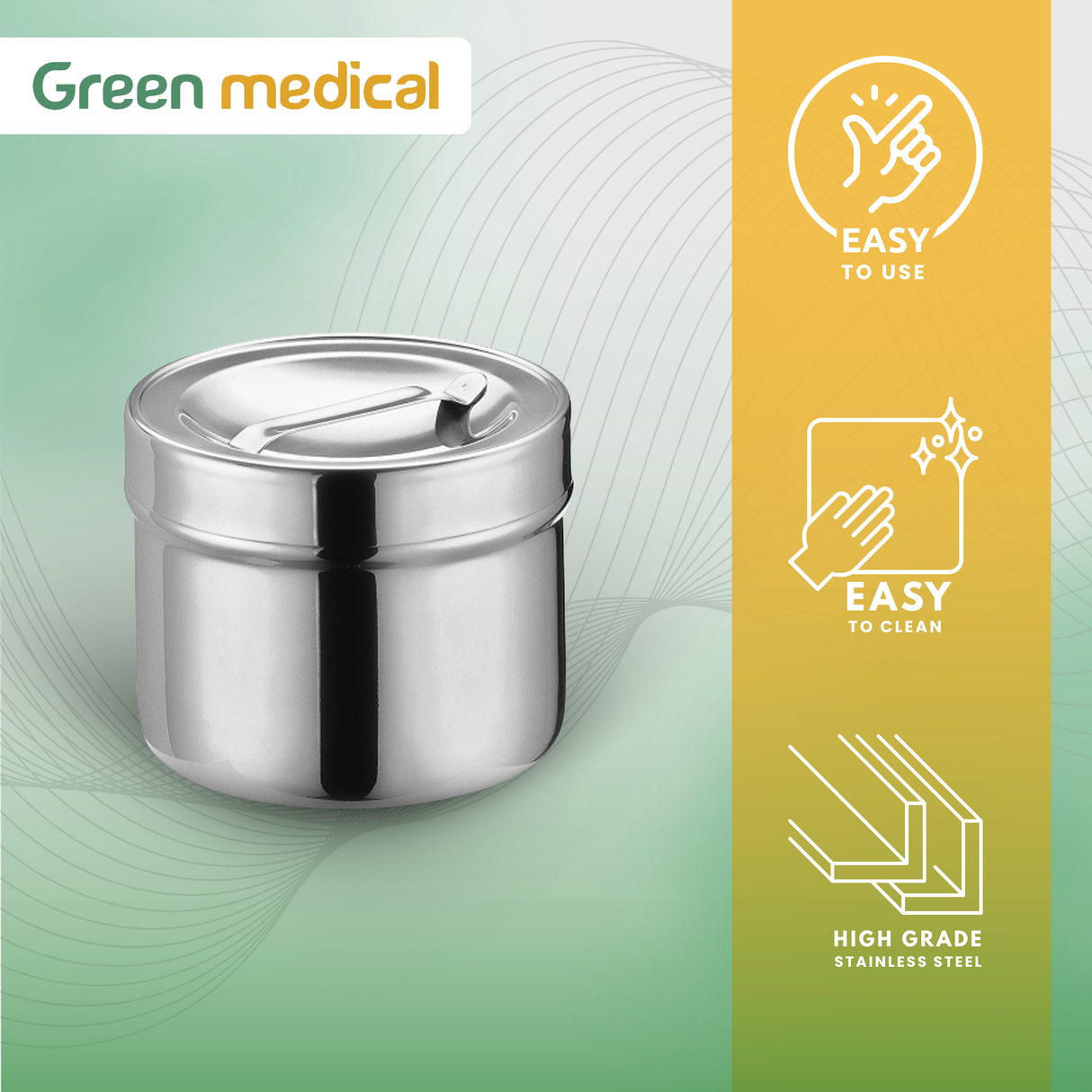 Dressing Jar, 2‑1/4 qt – Stainless Steel Reusable Medical Storage Container