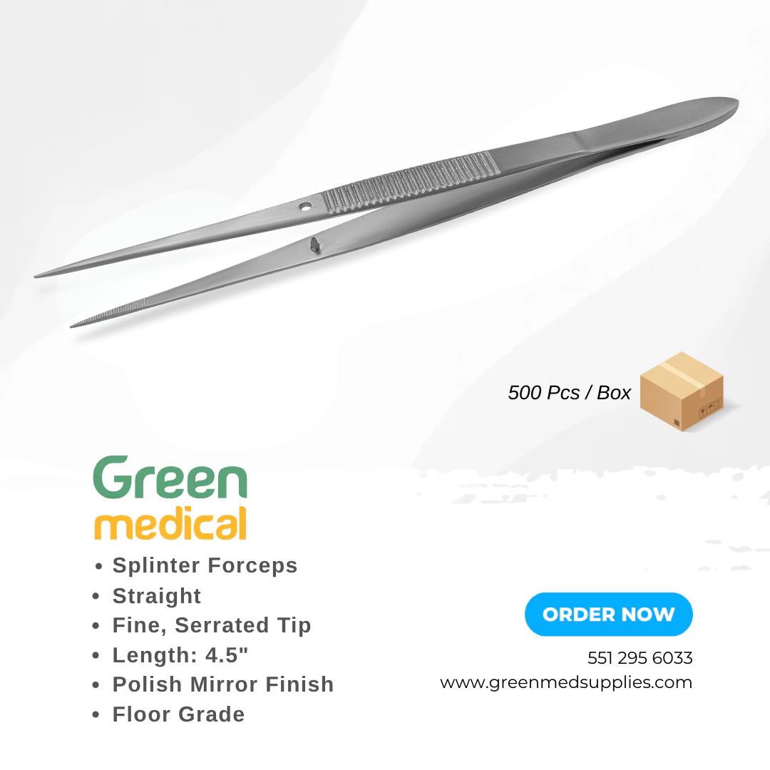 Splinter Forceps 4.5" Straight Fine Serrated Tip – Mirror Finish Surgical Tweezers