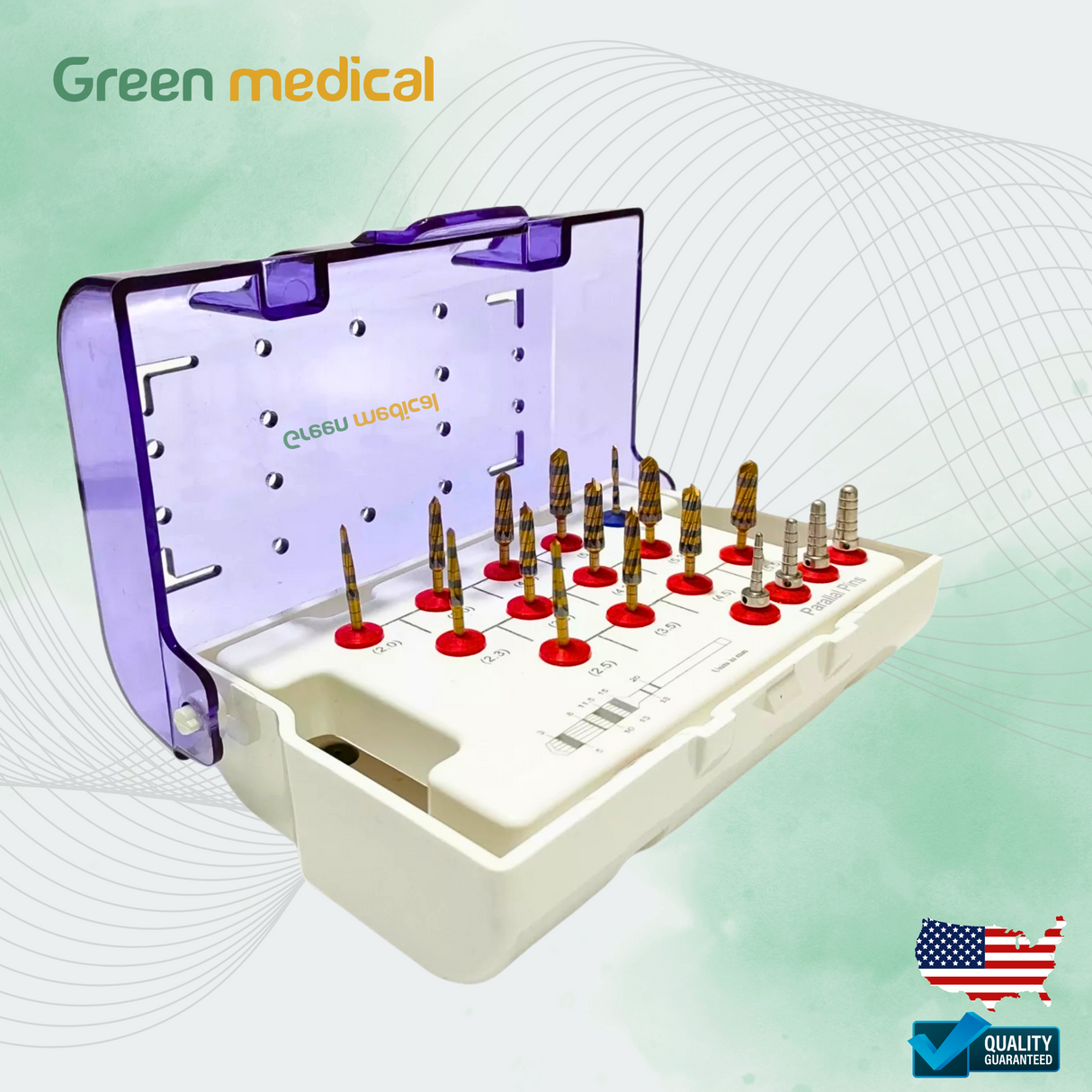 13 PCS Gold Titanium Dental Implant Drill Kit + 4 Parallel Pins – Precision Surgical Tools for Implants