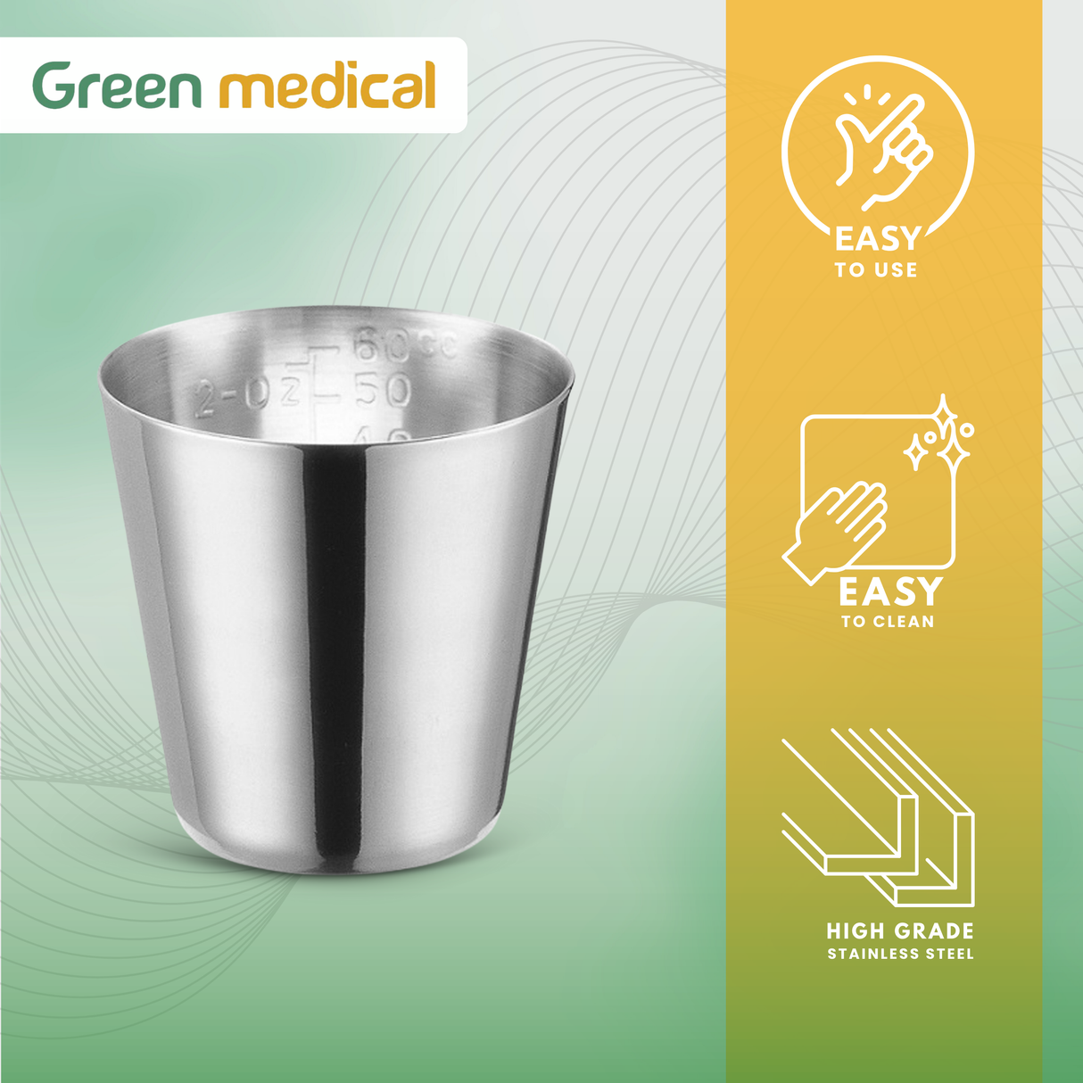 Stainless Steel Medicine Cup, 2 oz – Durable Reusable Medical & Dental Cup (2-1/4" x 2-1/16")